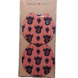 Car Coaster Set - Cactus Cow - Handmade